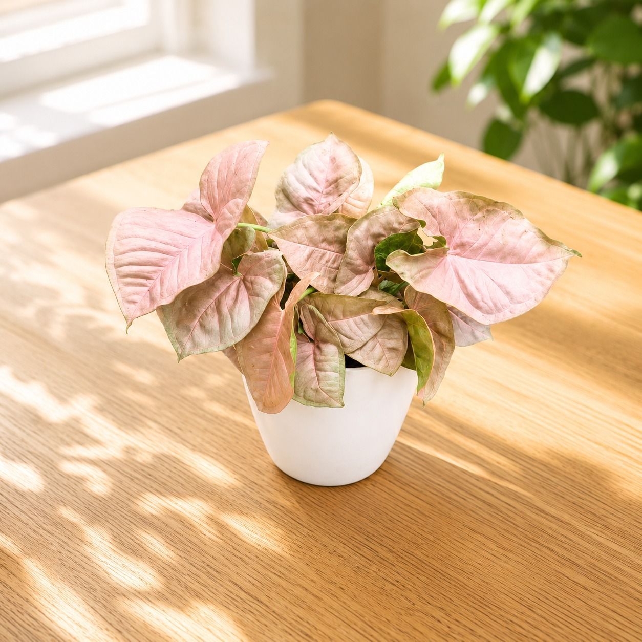 Syngonium Pink in 5 Inch Elegant Plastic Pot (colour may vary)