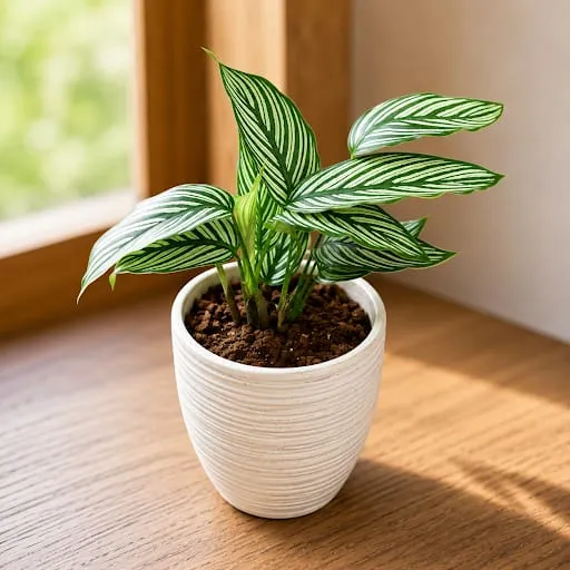 Gift Ready - Calathea Vittata in 5 Inch White Textured Ceramic Pot (any design)