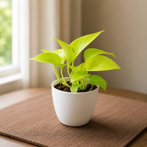 Money Plant Golden in 4 Inch White Premium Orchid Round Plastic Pot