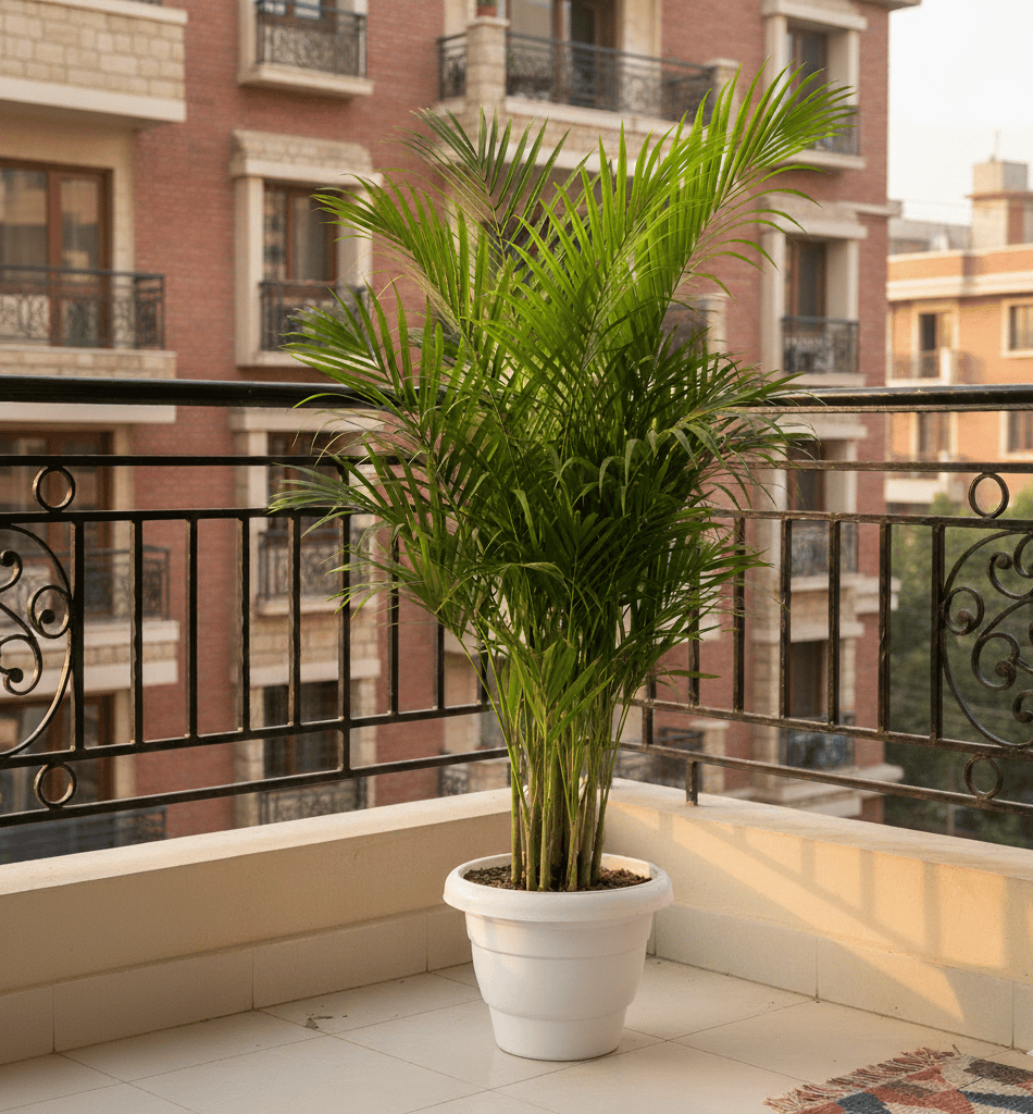 Areca Palm (~ 4 Ft) in 10 Inch White Classy Plastic Pot