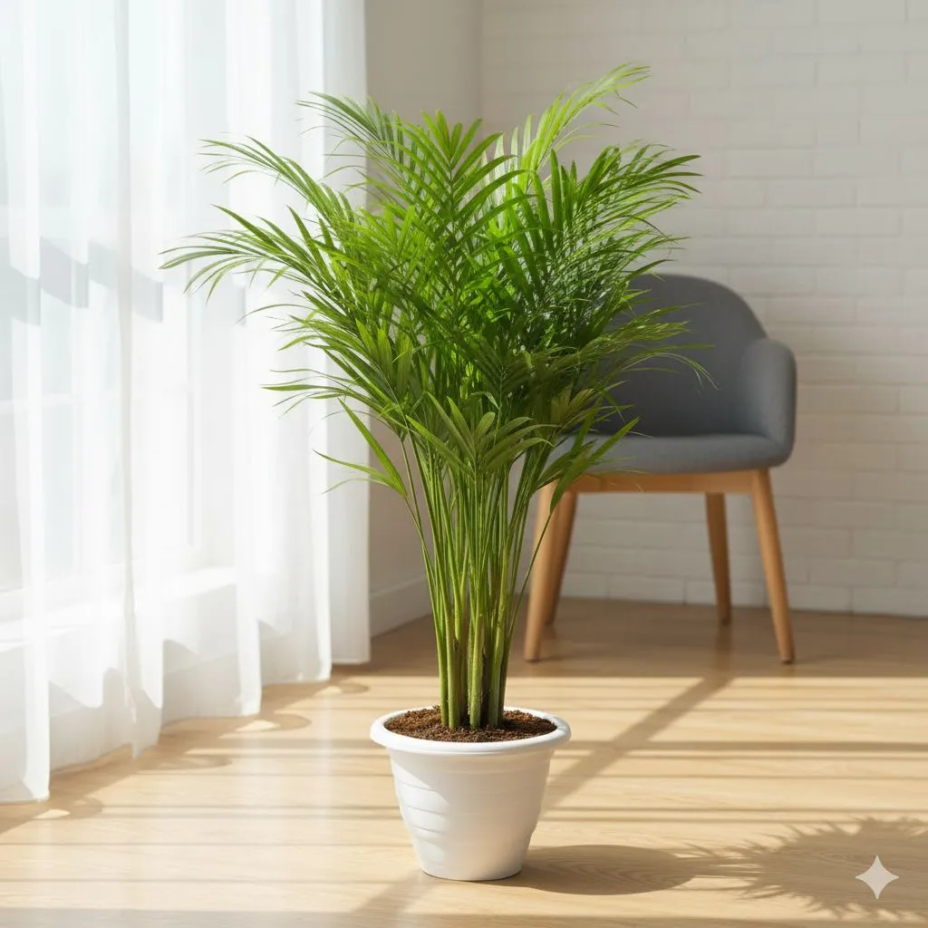 Areca Palm (~ 4 Ft) in 10 Inch Classy White Plastic Pot