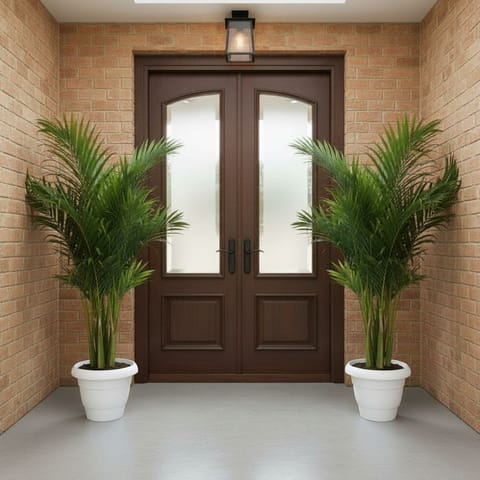 Entrance Special - Set of 2 - Areca XL (4-5 Ft) in 12 inch Classy White Plastic Pot