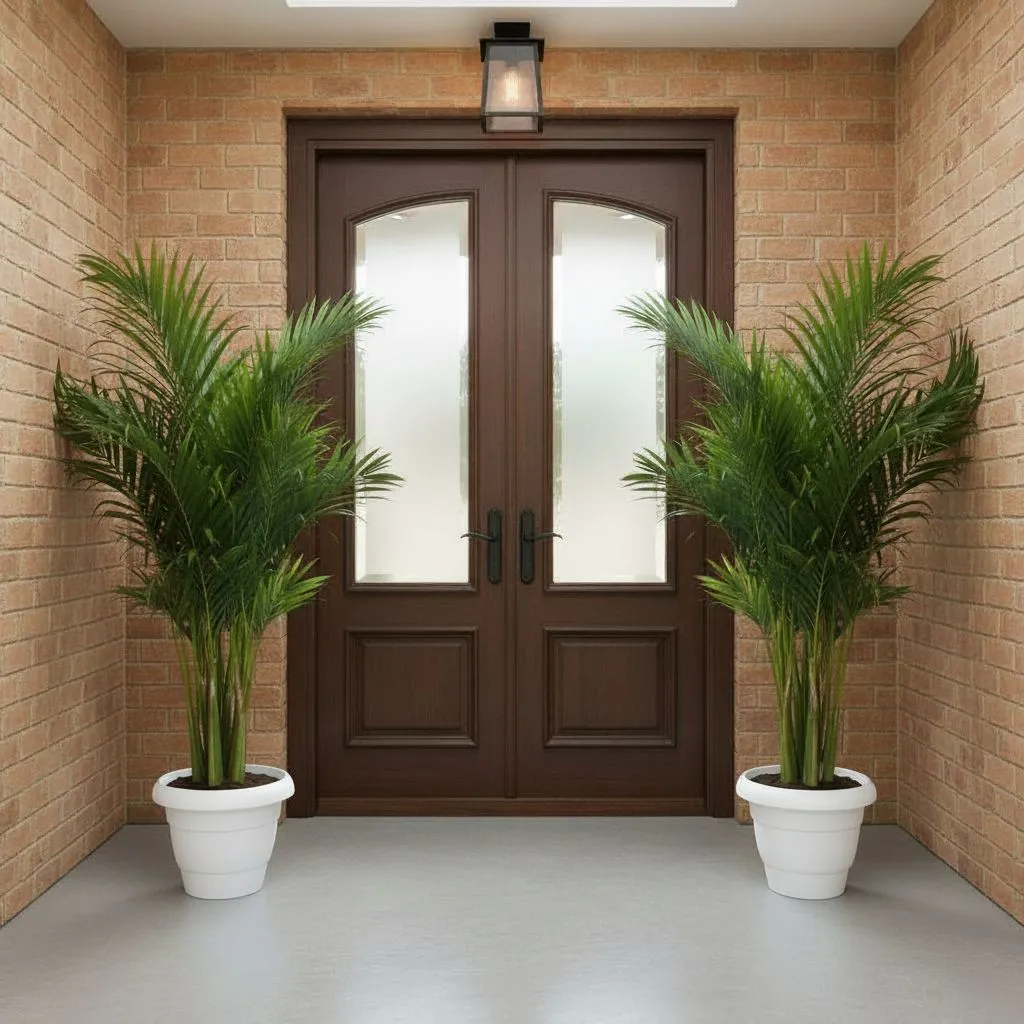 Entrance Special - Set of 2 - Areca XL (4-5 Ft) in 12 inch Classy White Plastic Pot