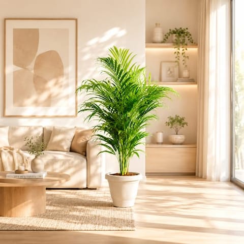 Areca XL (4-5 Ft) in 12 inch Classy White Plastic Pot