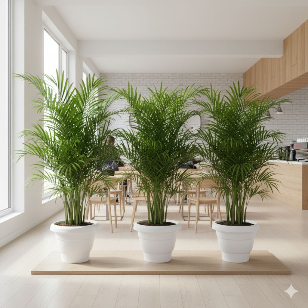 Set of 3 - Areca Palm (~ 4 Ft) in 12 Inch White Classy Plastic Pot