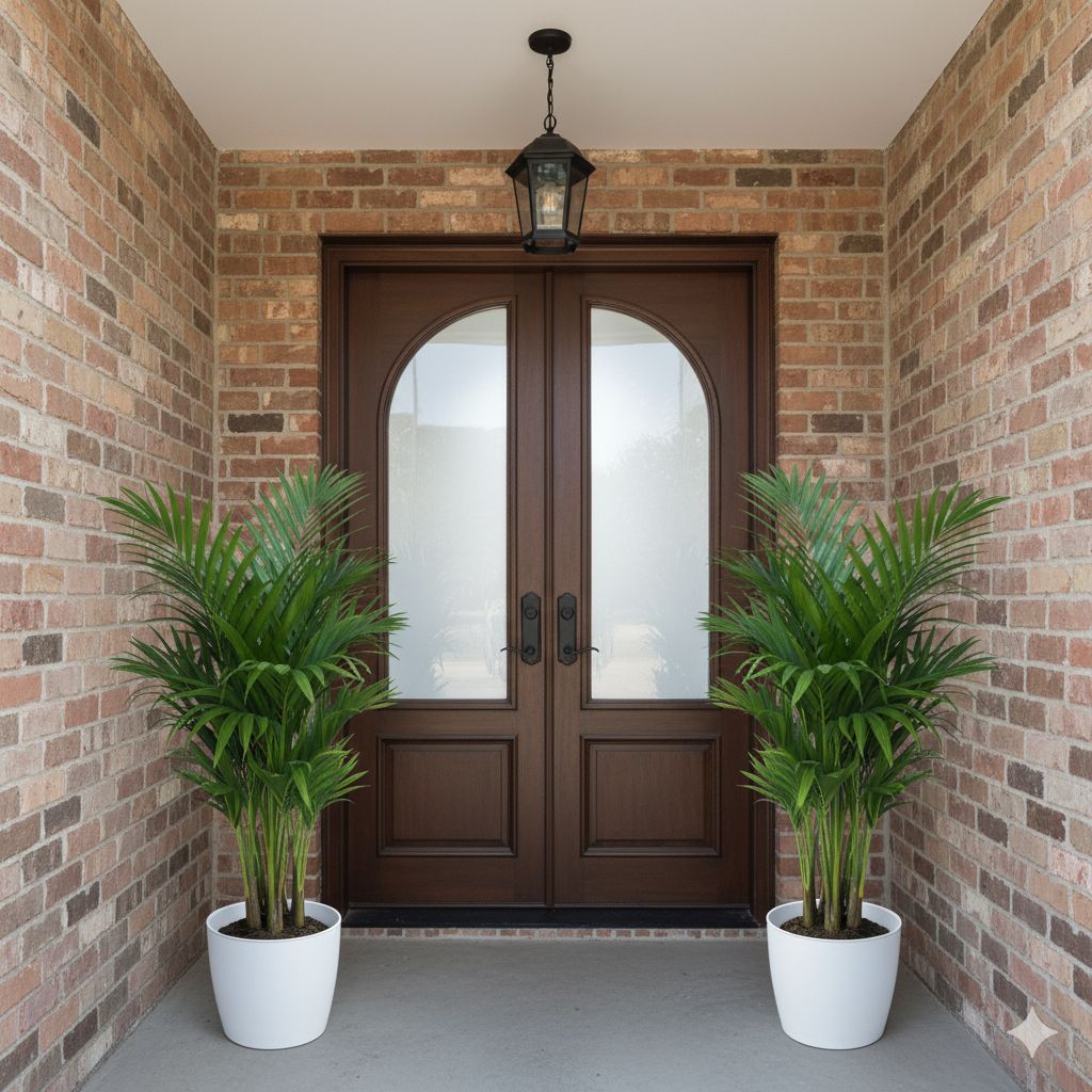 Entrance Special - Set of 2 - Areca XL (4-5 Ft) in 14 inch White Sphere Plastic Pot