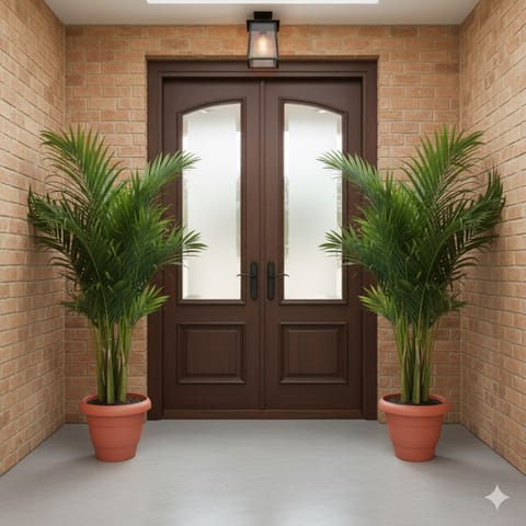 Entrance Special - Set of 2 - Areca XL (4-5 Ft) in 12 inch Classy Red Plastic Pot
