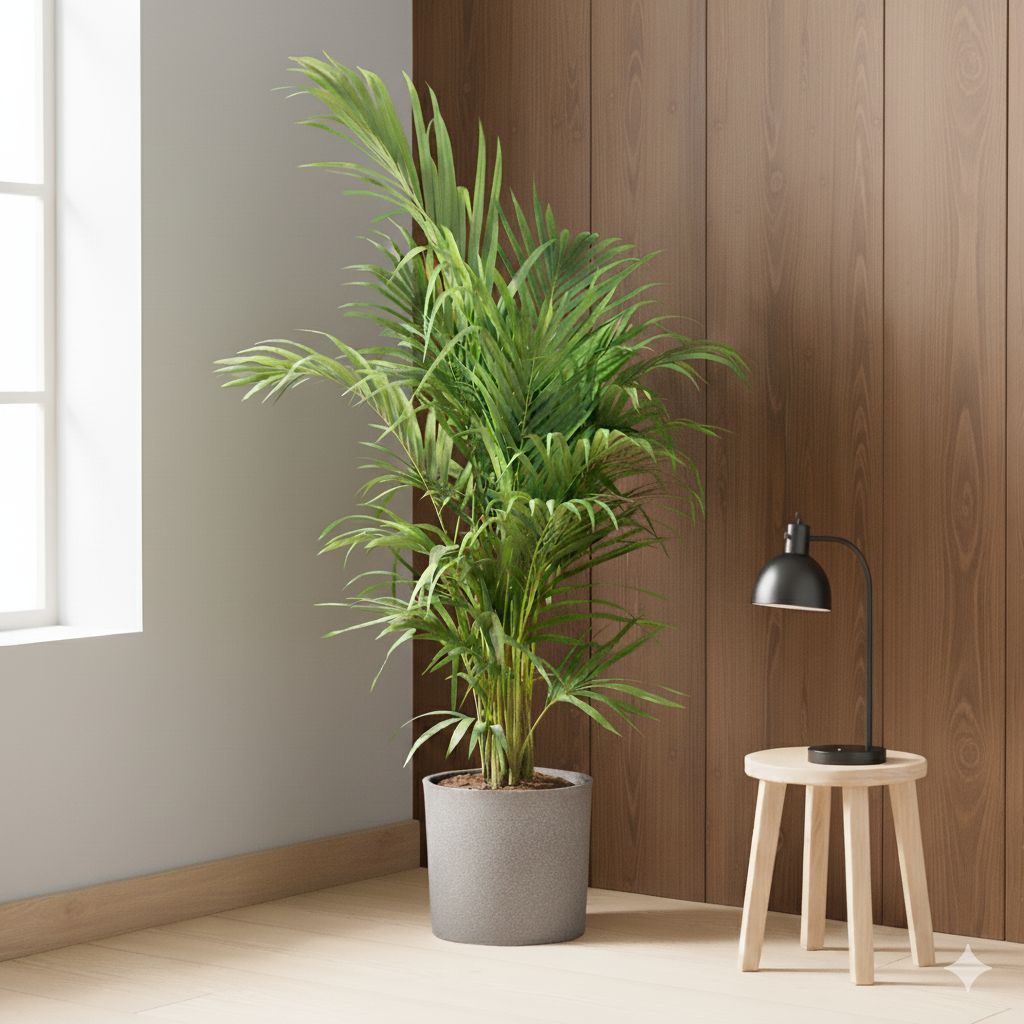 Areca Palm (~ 2 Ft) in 11 X 11 Inch Grey Premium Dochieo Fiberglass Planter - Durable large size decoratiive fiber pot for indoor outdoor plants with 5 year warranty