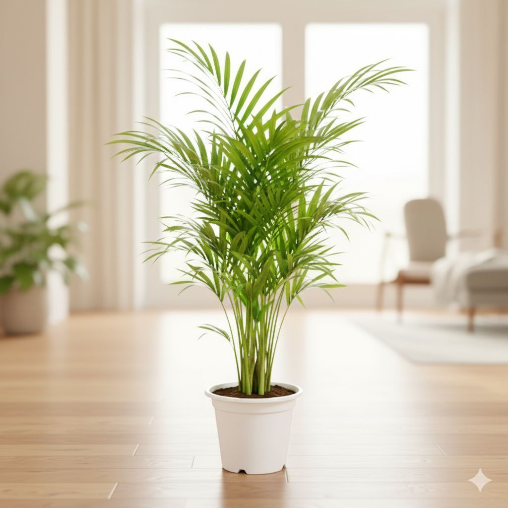 Areca Palm (~ 2 Ft) in 8 Inch White Nursery Pot