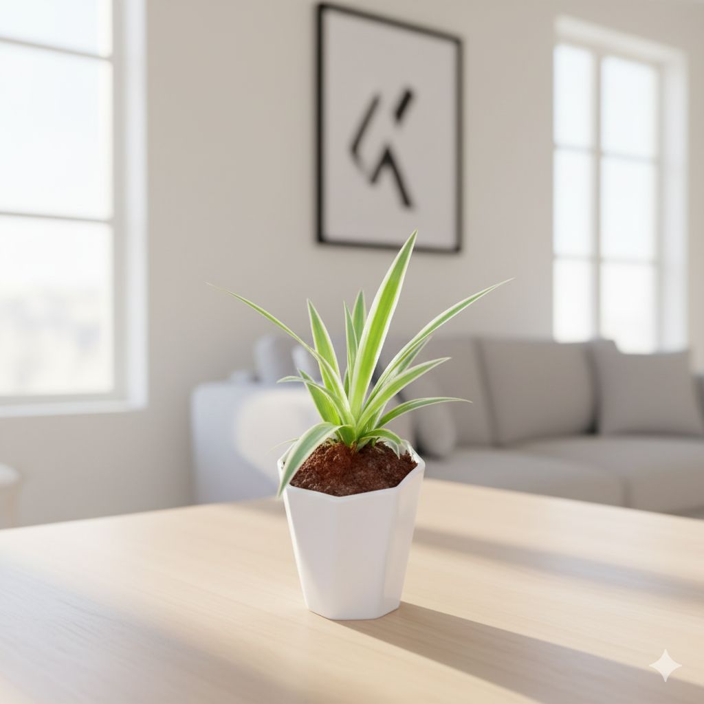 Spider Plant in 4 Inch White Premium Diamanti Plastic Pot