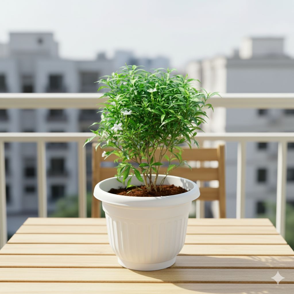 Chandni Dwarf White in 10 Inch White Olive Plastic Pot