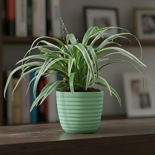 Gift Ready - Spider Green in 5 Inch Pastel Green Avora Premium Plastic Planter