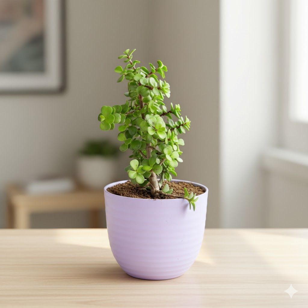 Gift Ready - Jade Pune in 4 Inch Purple Avora Premium Plastic Planter - in Premium Gifting Box