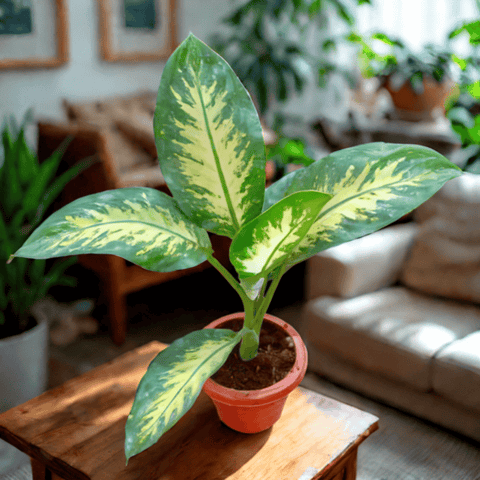 Dieffenbachia Seguine in 6 Inch Red Plastic Pot