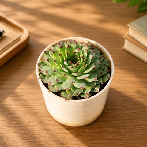 Laxmi Kamal Succulent in 3 Inch Classy White Cup Ceramic Pot