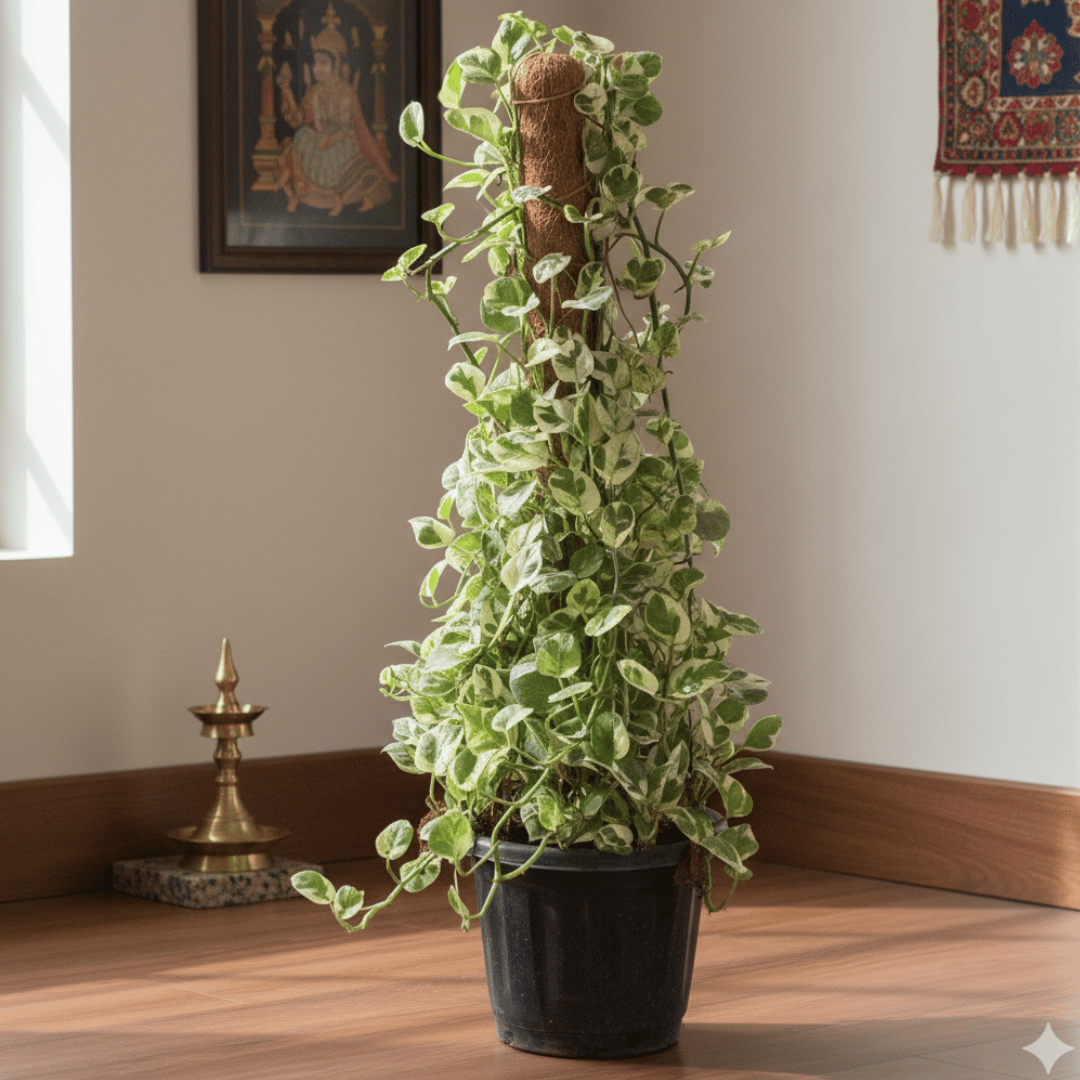 Money Plant N'Joy With 3 Ft Moss Stick in 10 Inch Nursery Pot