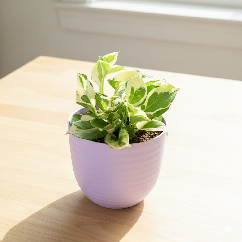 Money Plant N'joy in 4 Inch Purple Avora Premium Plastic Planter