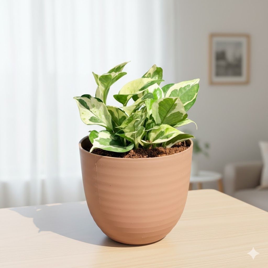 Money Plant N'joy in 4 Inch Mocha Avora Premium Plastic Planter
