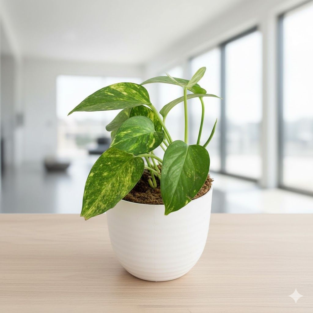 Money Plant Green in 4 Inch White Avora Premium Plastic Planter