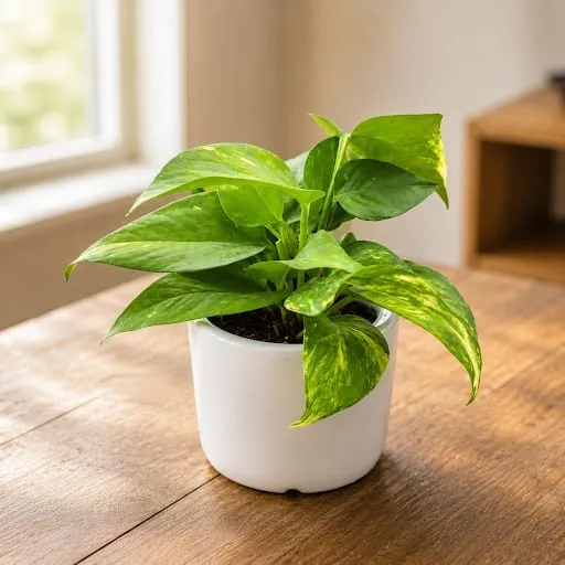 Money Plant Green in 4 Inch Classy White Cup Ceramic Pot