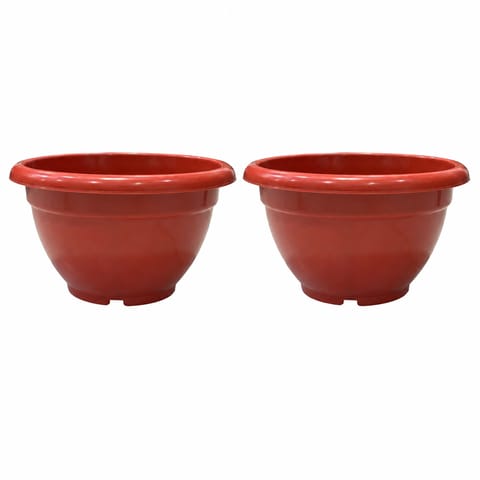 Set of 02 - 11 Inch Terracotta Red Premium Pluto Plastic Planter