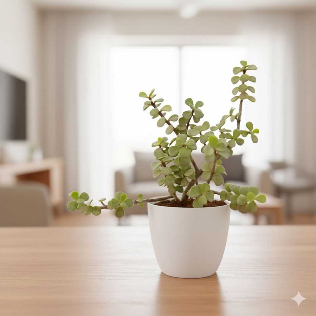 Lucky Jade in 4 Inch White Premium Orchid Round Plastic Pot