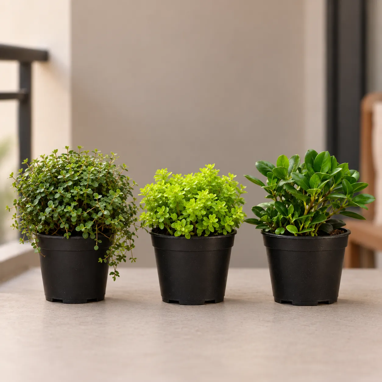 Cactus and Succulents Combo - Set of 3 - Turtle Vine Black, Sedum Golden Succulent & Crassula Ovata / Jade Succulent in 4 Inch Nursery Pot