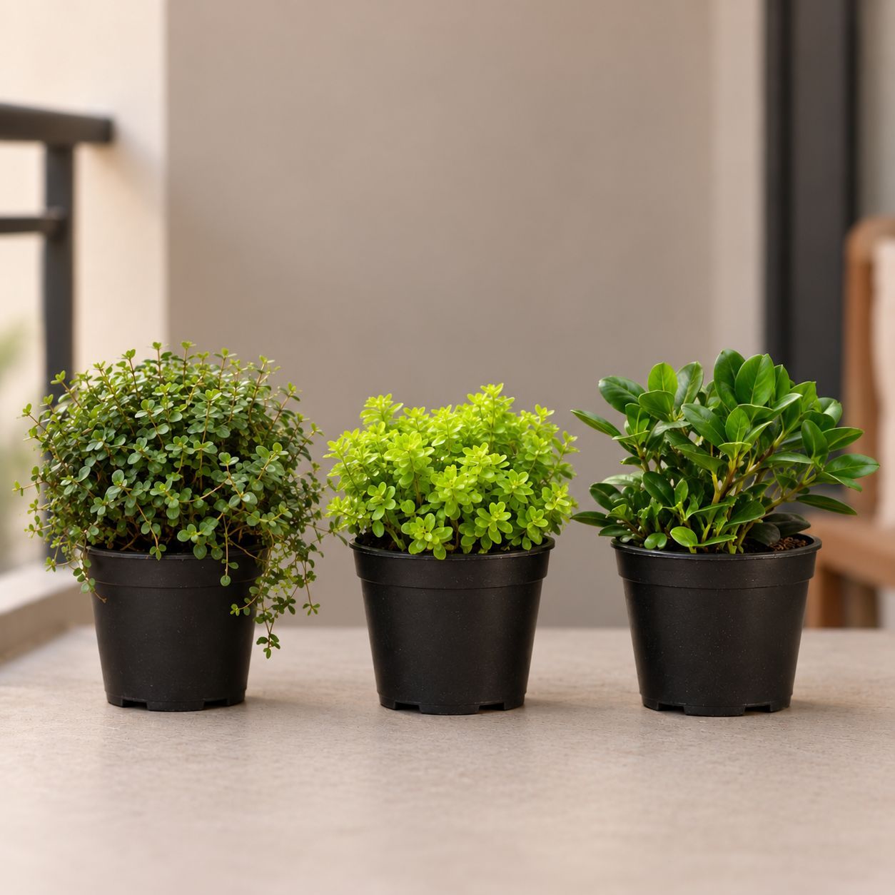 Cactus and Succulents Combo - Set of 3 - Turtle Vine Black, Sedum Golden Succulent & Crassula Ovata / Jade Succulent in 4 Inch Nursery Pot