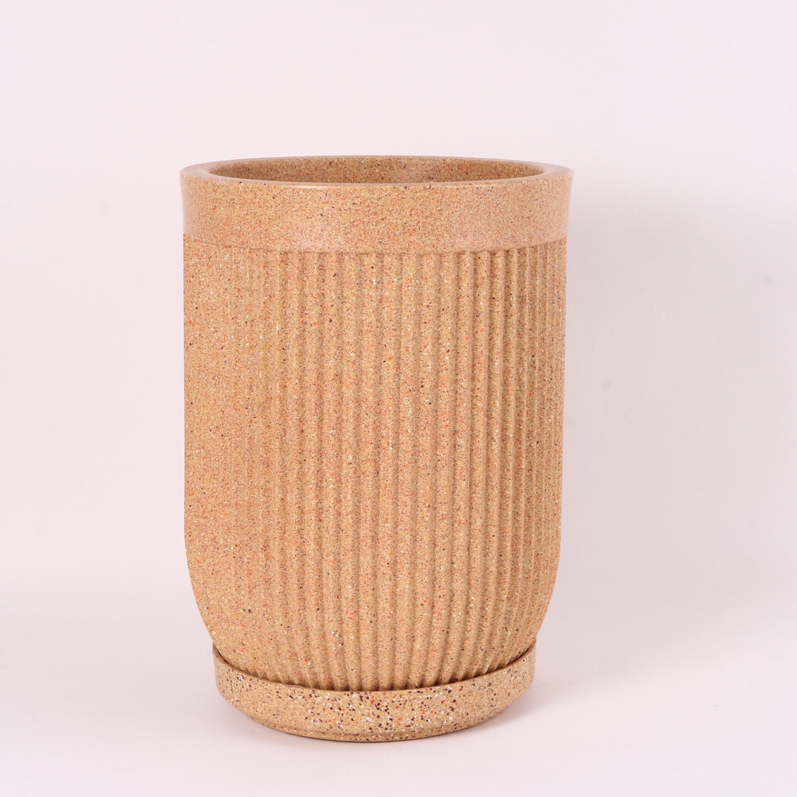 16 X 24 Inch Extra Large Sandstone Premium Tressa Fiberglass Planter - Durable large size decorative fiber pot for indoor outdoor plants with 5 year warranty