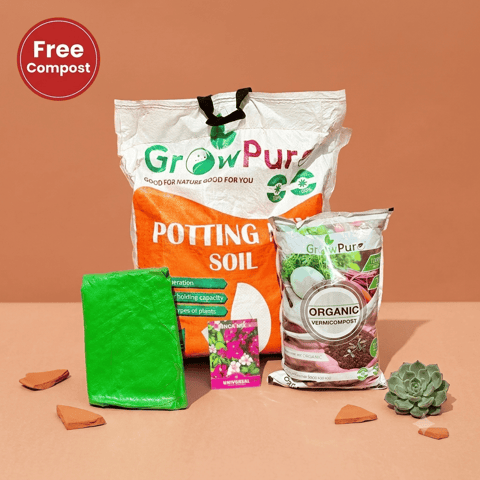 Vinca Planting Kit with FREE VERMICOMPOST | 18 X 9 Grow Bag, Potting Mix 10 kg & FREE Vermicompost 5 KG