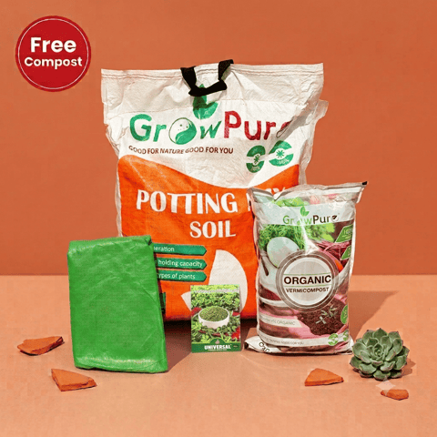 Methi Planting Kit with FREE VERMICOMPOST | 18 X 9 Grow Bag, Potting Mix 10 kg & FREE Vermicompost 5 KG