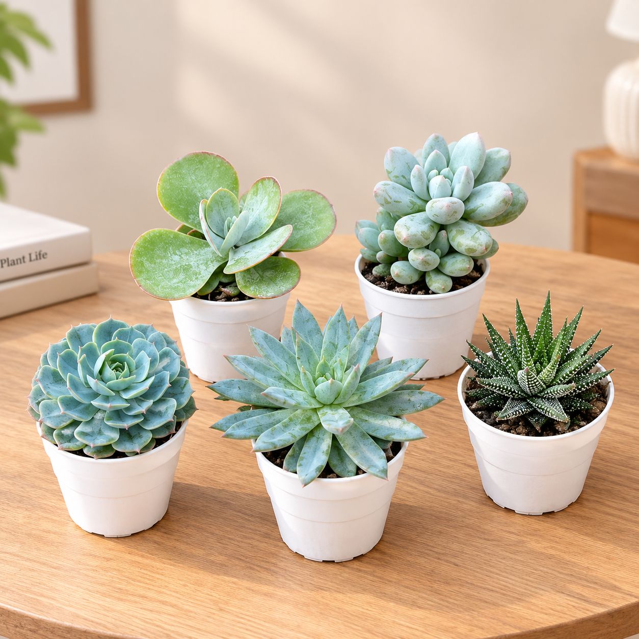 Superstar Succulent Combo - Set of 5 - Kalanchoe, Moonstone, Zabrina Haworthia, Echeveria Blue Bird & Echeveria Succulent in 3 Inch Nursery Pot