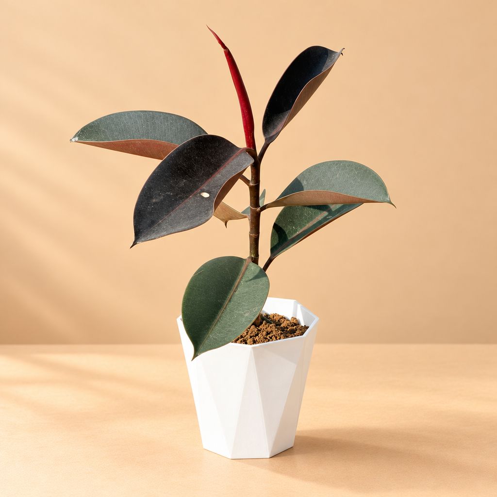 Rubber Black in 6 Inch Marble White Diamanti Plastic Pot
