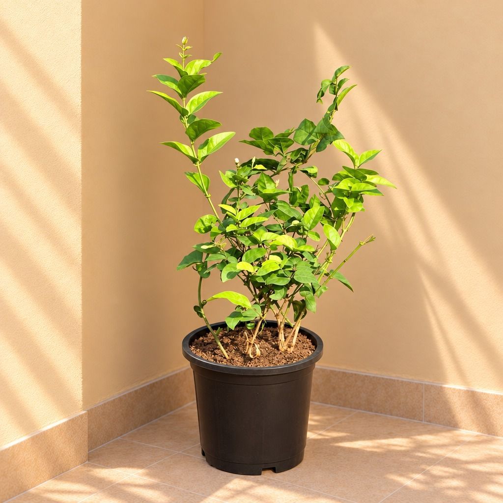 Mogra / Jasmine Pune in 8 Inch Black Nursery Pot