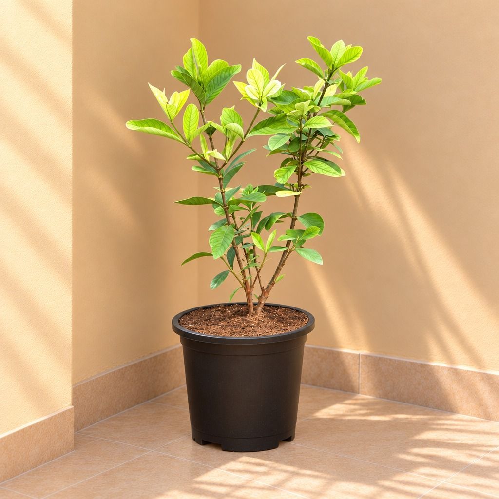 Gandhraaj / Gardenia in 8 Inch Black Nursery Pot