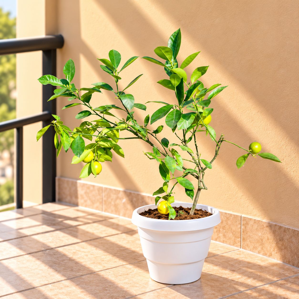Lemon / Nimbu ( 2 Ft) in 8 Inch White Classy Plastic Pot