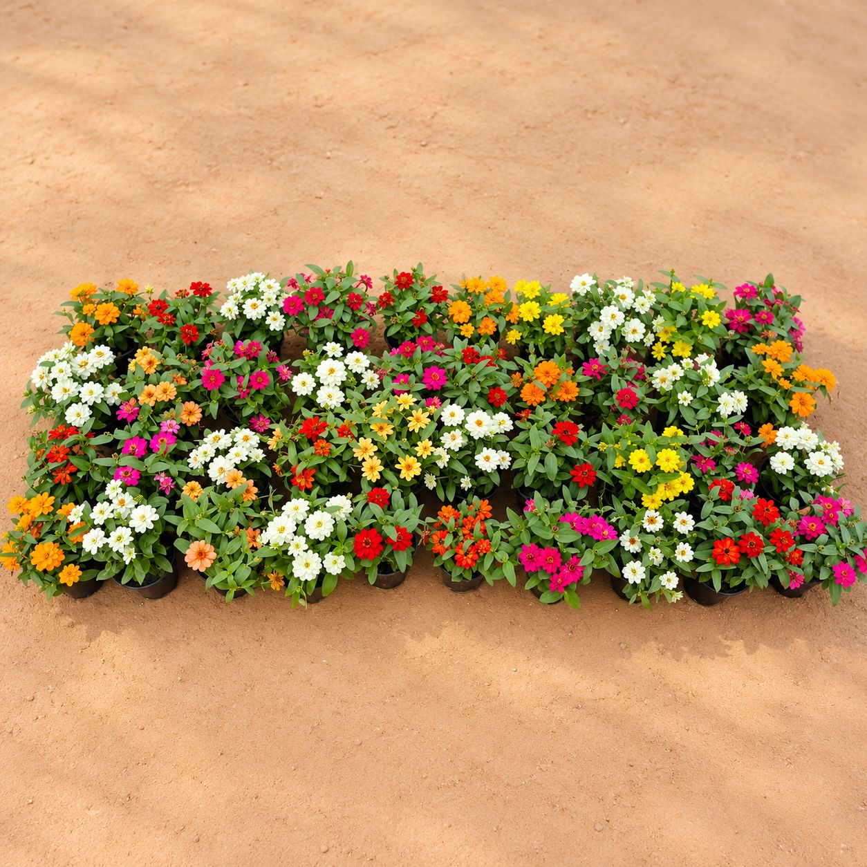 Set of 40 - Zinnia (Any Colour) in 5 Inch Nursery Pot | Vibrant Outdoor Flowering Plants