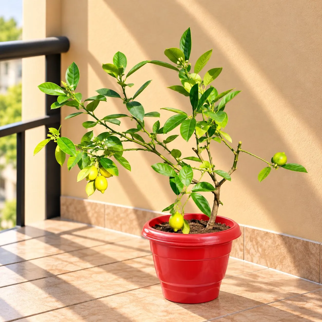 Lemon / Nimbu ( 2 Ft) in 8 Inch Terracotta Red Classy Plastic Pot