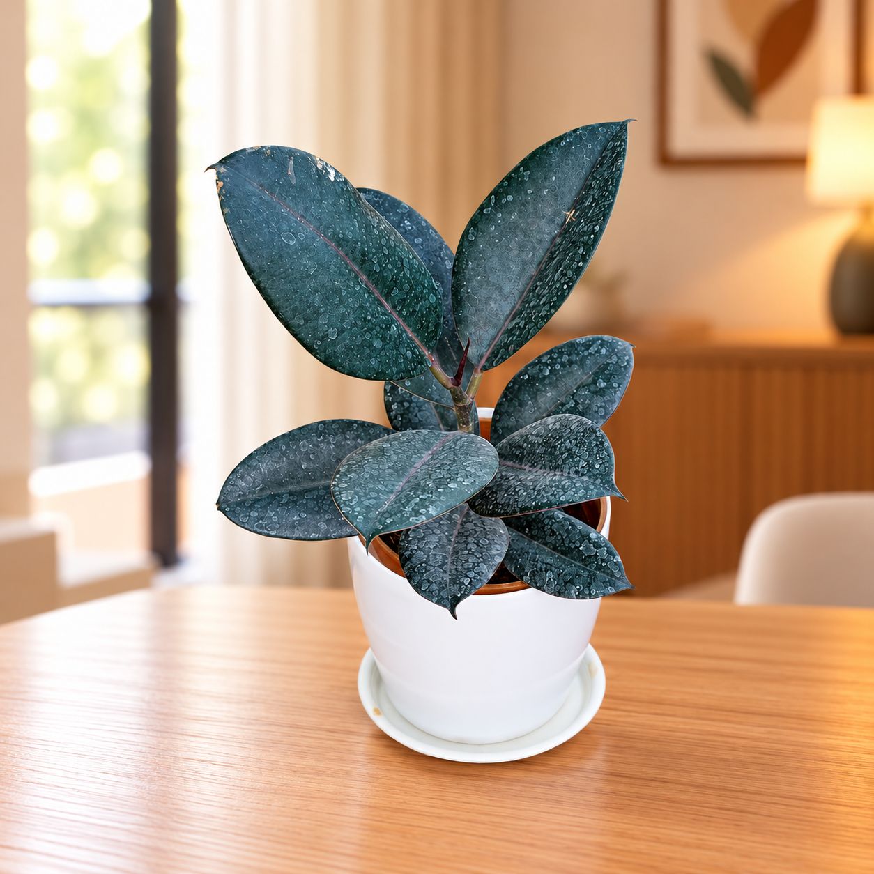 Rubber Black in 6 Inch White Premium Orchid Round Plastic Pot